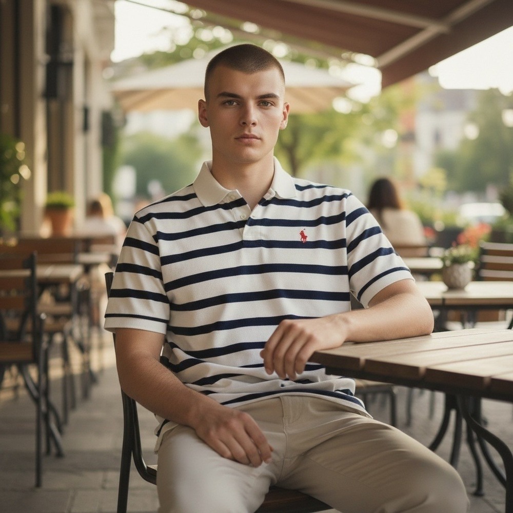 Polo Ralph Lauren Polo Shirt S White Blue Striped Classic Ivy League Hamptons